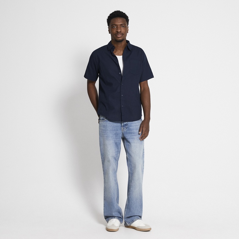 Short sleeve linen blend shirt "Isak" Navy 5